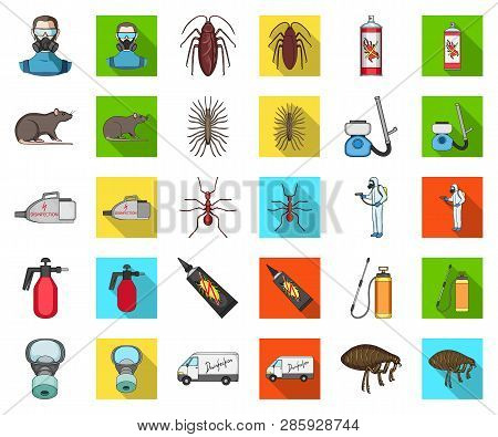 Pest, Poison, Personnel And Equipment Cartoon, Flat Icons In Set Collection For Design. Pest Control