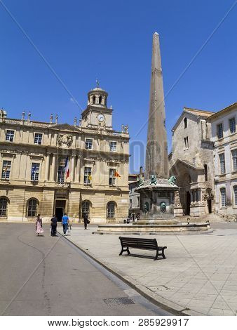 Sunny City View Of Arles In Provence Area In Southern France