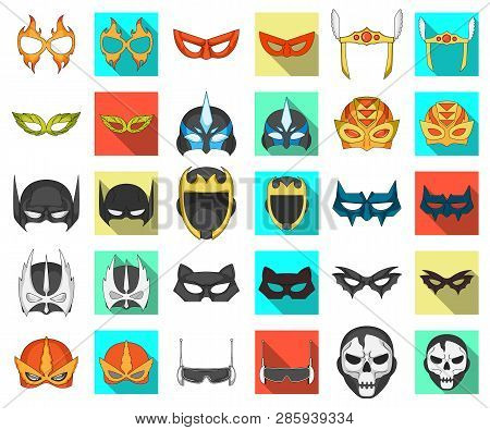 Vector Illustration Of Hero And Mask Symbol. Set Of Hero And Superhero Vector Icon For Stock.
