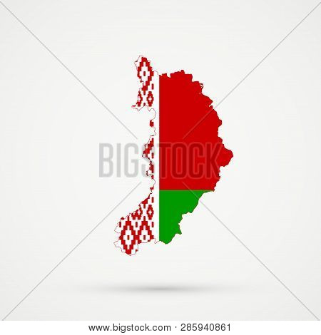 Republic Of Khakassia Map In Belarus Flag Colors, Editable Vector.
