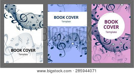 Music Key Nd Notes Vector Brochure Cards Set. Audio Tools Template Of Flyear, Magazines, Poster, Boo