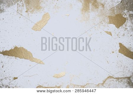 Luxury Gold Texture. White Gold Handmade Texture. White Wall.