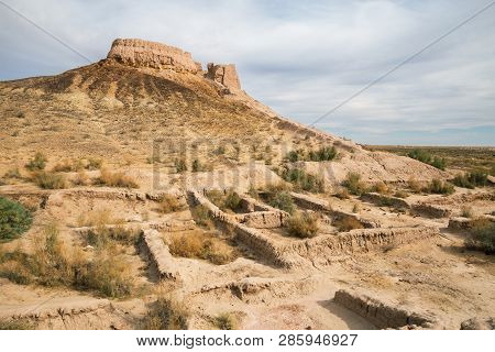 Ruins Of Ancient Ayaz-kala Fortress In The Kyzylkum Desert, Karakalpakstan, Uzbekistan, Central Asia