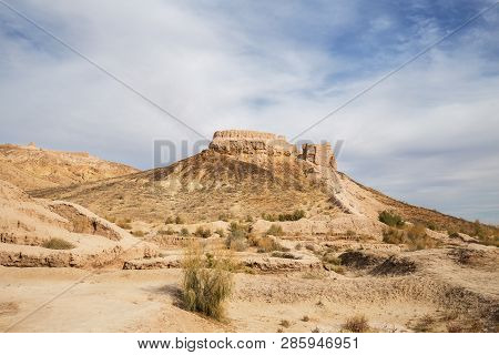 Ruins Of Ancient Ayaz-kala Fortress On Sunny Day, Karakalpakstan, Uzbekistan, Central Asia