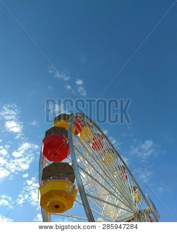 Wheel At Santa Monica Pier On Vacation Day