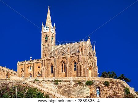 Romantic Church Ghajnsielem Parish Church In Town Mgarr - Gozo, Malta