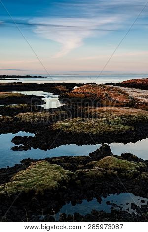 Sunset In Straumur In Hafnarfjordur Near Reykjavik, Iceland