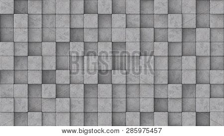 3d Rendered Concrete Blocks At Different Heights.