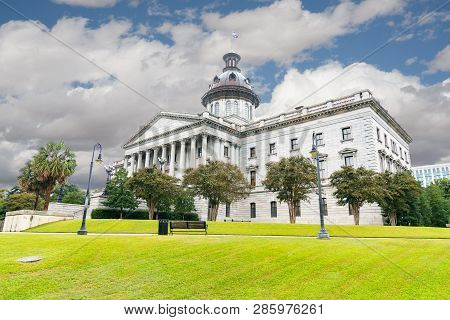 Exterior Of The South Carolina Capitol Building In Columbia, Sc