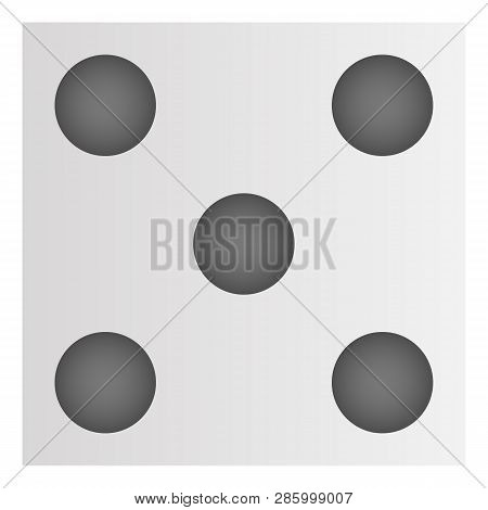 Five Point Dice Icon. Cartoon Of Five Point Dice Vector Icon For Web Design Isolated On White Backgr