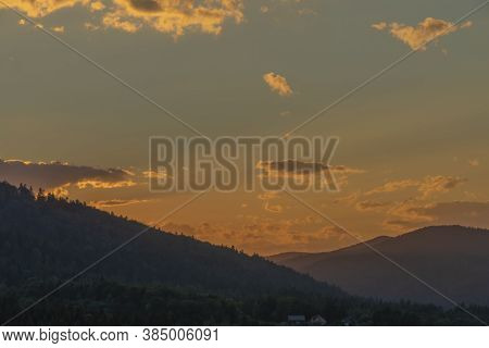 Sunset Near Krzywe Village In Summer Color Morning