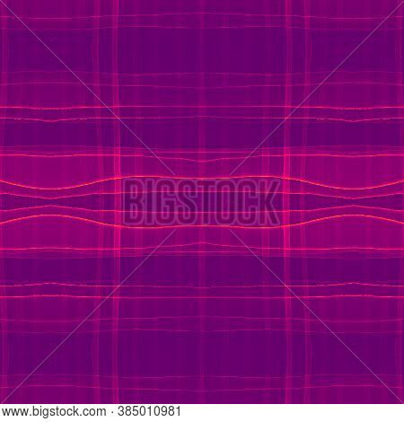 Violet Checks Pattern. Watercolor Picnic Flannel. Woven Squares For Cloth Print. Seamless Abstract C