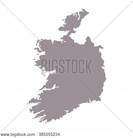 Ireland Blank Map Silhouette. High Detailed Editable Gray Ireland Map. European Country Borders Vect