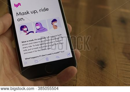 Vancouver, Canada - September 12,2020: A View Of Phone With Lyft E-mail Saying That You Cannot Ride 