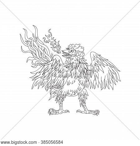 Ukiyo-e Or Ukiyo Style Illustration Of A Basan, Basabasa Or Inuhoo, A Fowl-like Bird From Japanese M