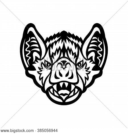 Mascot Icon Illustration Of Head Of A Vampire Bat, A Bat Specie Native To The Americas Viewed From F