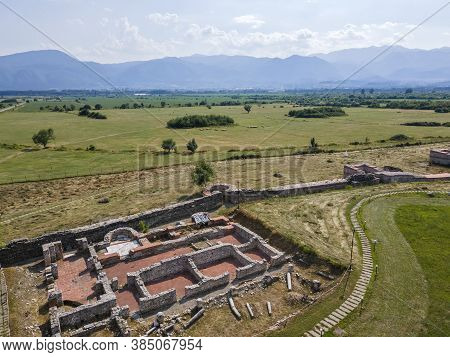 Aerial View Of Ruins Of Ancient Roman City Nicopolis Ad Nestum Near Town Of Garmen, Blagoevgrad Regi