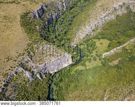 Aerial View Of Iskar Panega Geopark Along The Gold Panega River, Bulgaria