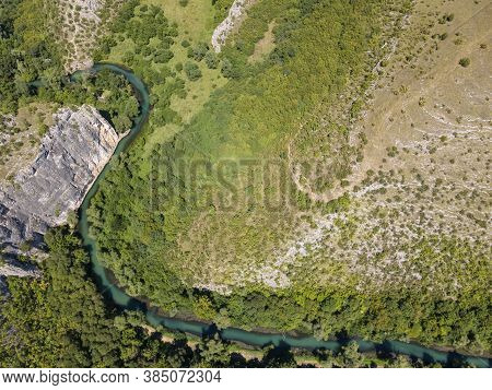 Aerial View Of Iskar Panega Geopark Along The Gold Panega River, Bulgaria