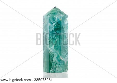 Macro Mineral Stone Fluorite Crystal On A Black Background
