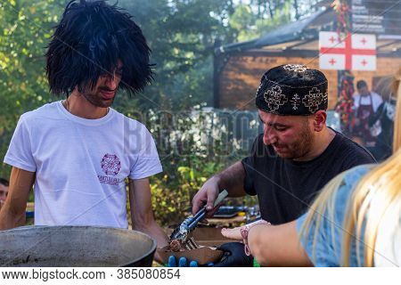 Kyiv, Ukraine - September 12, 2020: Celebration Of Georgian Wine And Cuisine Kartuli Fest 2020. Mass
