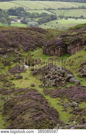 Stunning Landscape Image Of Bamford Edge In Peak District National Park During Late Summer With Heat