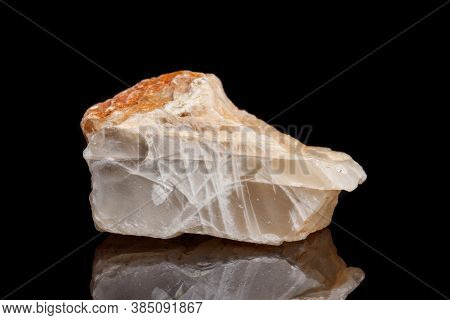 Macro Mineral Stone Moonstone A Black Background