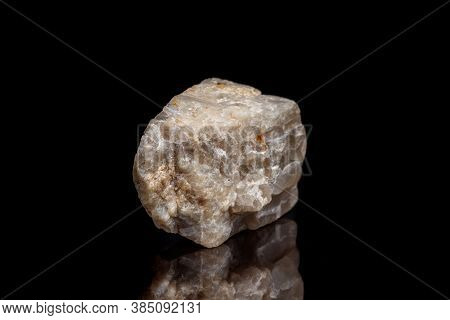 Macro Mineral Stone Moonstone A Black Background