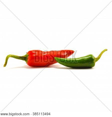 Red And Green Chilly Isolated With White Background Pure White Isolated Red And Green Chilly With Eh