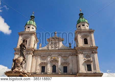 The Salzburg Cathedral. The Salzburger Dom Is The 17-th Century Baroque Roman Catholic Church.