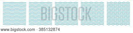 Set Of Wavy Zigzag Lines. Wave Thin Line Background. Vector Zigzag And Wavy Blue Horizontal Underlin