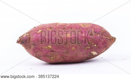 Fresh Sweet Potatoes On The White Background