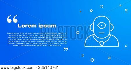 White Line Cyclops Icon Isolated On Blue Background. Vector