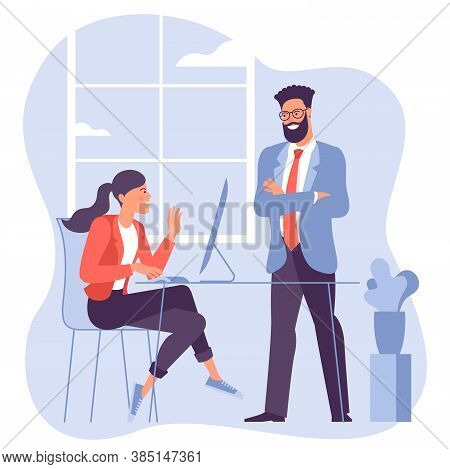 Young People, Men And Women Taking Part In Business Meeting, Negotiation, Brainstorming, Talking To 