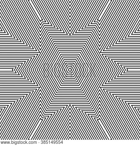 Optical Illusion. Retro Old Vintage Original Abstract Art Background. Interior Hydraulic Ceramic Mos