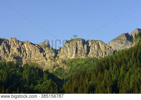Mountain Landscape At Summer From The Village Of Arabba, Dolomites, Belluno Province, Veneto, Italy.