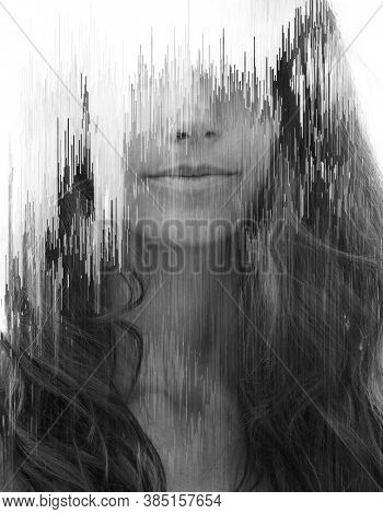 Portrait combined with a digital illustration