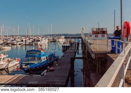 26th July 2018-torquay, Devon, England, Uk : Torquay Devon Marina With Boats And Yachts On Beautiful