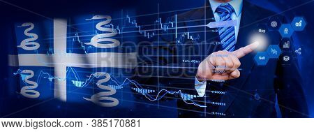 Businessman Touching Data Analytics Process System With Kpi Financial Charts, Dashboard Of Stock And