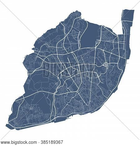 Lisboa Map. Detailed Vector Map Of Lisboa City Administrative Area. Cityscape Poster Metropolitan Ar