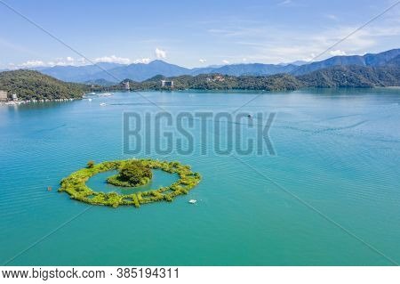 aerial view of a small island named 