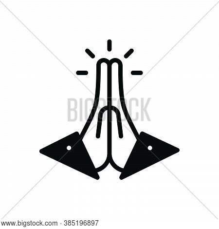 Black Solid Icon For Favor Pray Implore Faith Worship Veneration