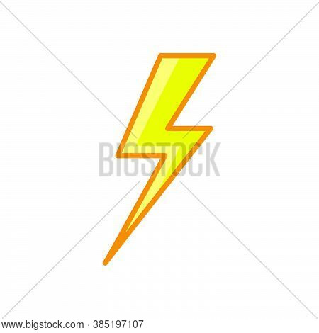 Lightning Bolt. Thunderbolt Line Style Yellow Color Flat Icon