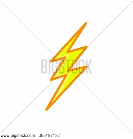 Lightning Bolt. Thunderbolt Line Style Yellow Color Flat Icon