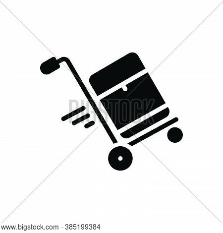 Black Solid Icon For Carrier Bearer Freight Transporter Baggage Cargo Cart Deliver Distribution Lugg