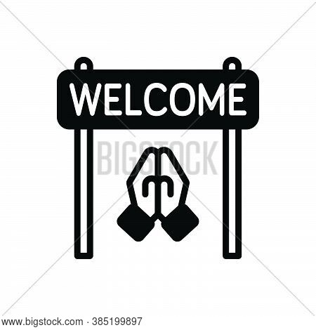 Black Solid Icon For Welcome Acceptance Reception Praise Compliment Acclamation Greeting Reception