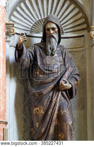 MALA GORICA, CROATIA - OCTOBER 10, 2013: St. Methodius statue on the main altar at St. George's Church in Mala Gorica, Croatia
