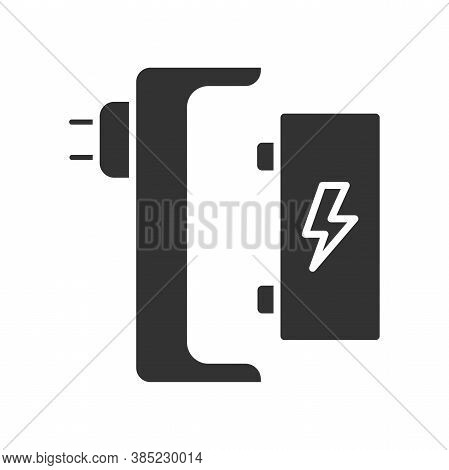 Battery Charger Black Glyph Icon. Harging For Electronic Devices Sign. Pictogram For Web Page, Mobil