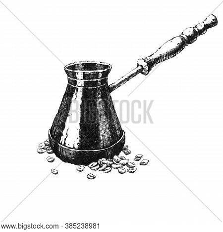 Cezva. Hand-drawn Black And White Illustration. Jpeg Only