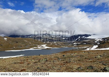 Norway Nature - Jotunheimen Mountains Summer Landscape. Fantestein Pass Of Sognefjell Road.
